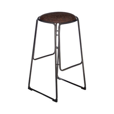 Orsina Dalston Mocha Bar Stool – Industrial Gunmetal Metal Legs
