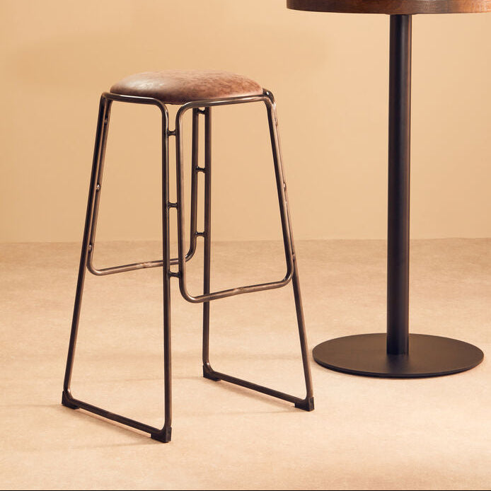 Orsina Dalston Mocha Bar Stool – Industrial Gunmetal Metal Legs