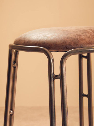 Orsina Dalston Mocha Bar Stool – Industrial Gunmetal Metal Legs