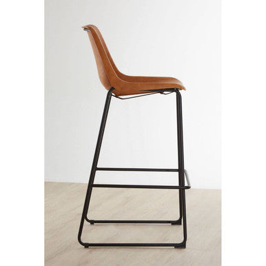 Orsina Dalston Camel Faux Leather Bar Chair with Black Metal Legs