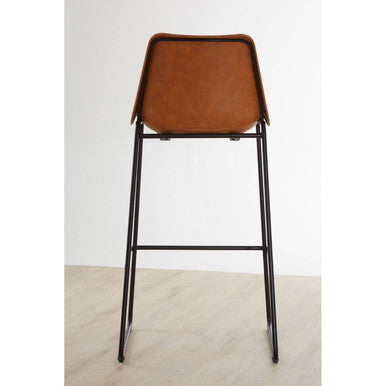 Orsina Dalston Camel Faux Leather Bar Chair with Black Metal Legs