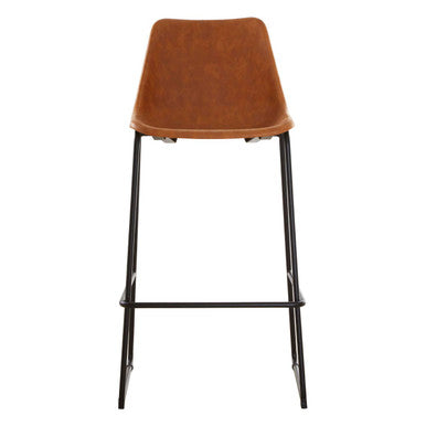 Orsina Dalston Camel Faux Leather Bar Chair with Black Metal Legs