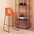Orsina Dalston Camel Faux Leather Bar Chair with Black Metal Legs