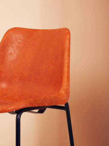 Orsina Dalston Camel Faux Leather Bar Chair with Black Metal Legs