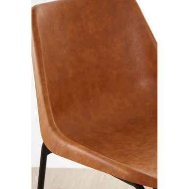 Orsina Dalston Camel Faux Leather Bar Chair with Black Metal Legs
