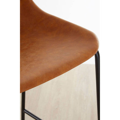 Orsina Dalston Camel Faux Leather Bar Chair with Black Metal Legs