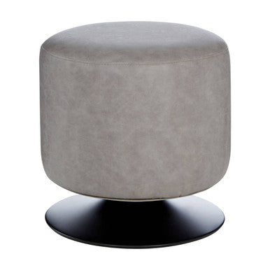 Orsina Dalston Ash Grey Faux Leather Pouffe – Modern Accent Stool