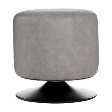 Orsina Dalston Ash Grey Faux Leather Pouffe – Modern Accent Stool