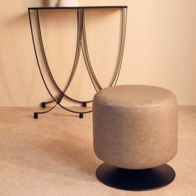 Orsina Dalston Ash Grey Faux Leather Pouffe – Modern Accent Stool