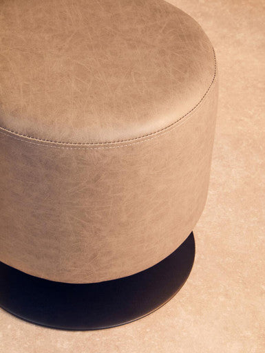 Orsina Dalston Ash Grey Faux Leather Pouffe – Modern Accent Stool