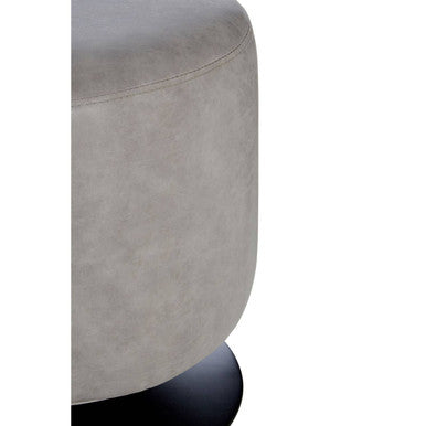 Orsina Dalston Ash Grey Faux Leather Pouffe – Modern Accent Stool