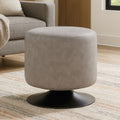 Orsina Dalston Ash Grey Faux Leather Pouffe – Modern Accent Stool