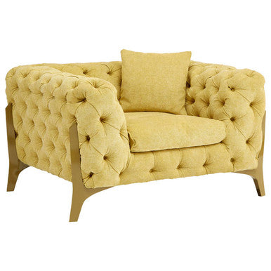 Orsina Esme Tufted Armchair – Pistachio Green Fabric & Natural Wood