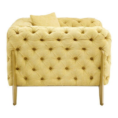 Orsina Esme Tufted Armchair – Pistachio Green Fabric & Natural Wood