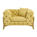 Orsina Esme Tufted Armchair – Pistachio Green Fabric & Natural Wood