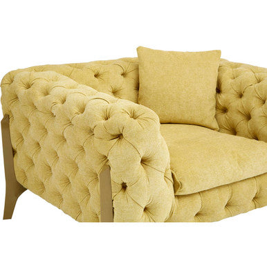 Orsina Esme Tufted Armchair – Pistachio Green Fabric & Natural Wood