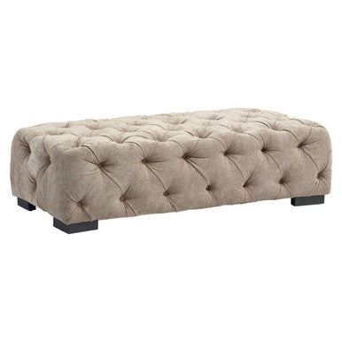 Orsina Fenton Natural Fabric Tufted Rectangular Footstool | Ottoman