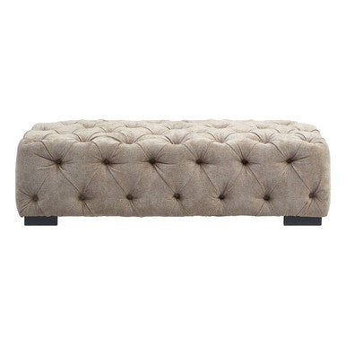 Orsina Fenton Natural Fabric Tufted Rectangular Footstool | Ottoman