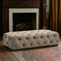 Orsina Fenton Natural Fabric Tufted Rectangular Footstool | Ottoman