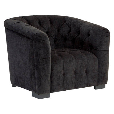 Orsina Fenton Black Fabric Armchair – Tufted Pine Frame Accent Chair