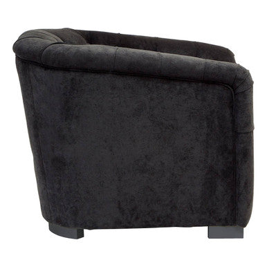Orsina Fenton Black Fabric Armchair – Tufted Pine Frame Accent Chair