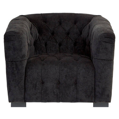 Orsina Fenton Black Fabric Armchair – Tufted Pine Frame Accent Chair