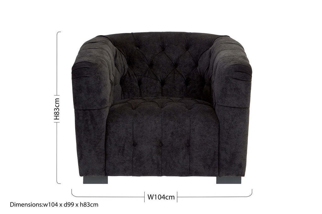 Orsina Fenton Black Fabric Armchair – Tufted Pine Frame Accent Chair
