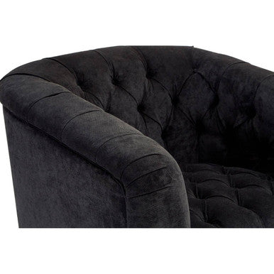 Orsina Fenton Black Fabric Armchair – Tufted Pine Frame Accent Chair