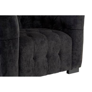 Orsina Fenton Black Fabric Armchair – Tufted Pine Frame Accent Chair
