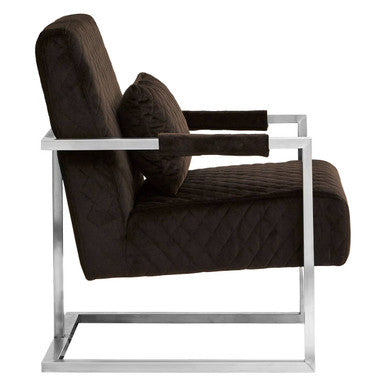 Orsina Gatsby Black Fabric Armchair – Quilted Vintage Accent Chair