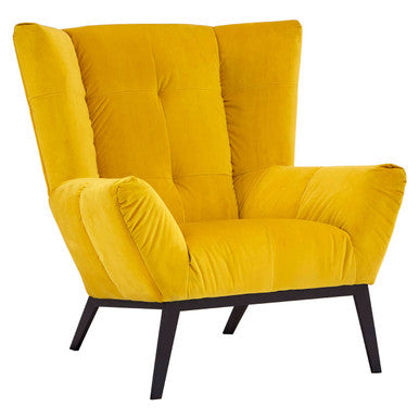 Orsina Maiko Yellow Fabric Wingback Armchair – Modern Accent Chair