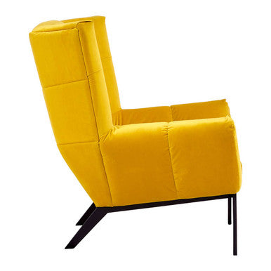 Orsina Maiko Yellow Fabric Wingback Armchair – Modern Accent Chair