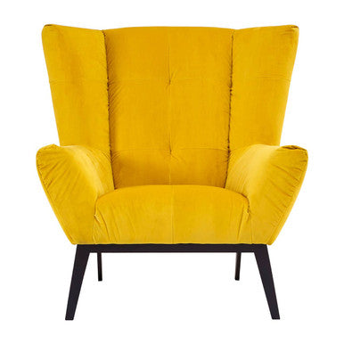 Orsina Maiko Yellow Fabric Wingback Armchair – Modern Accent Chair