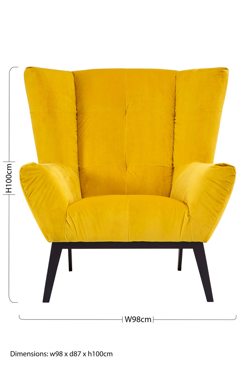 Orsina Maiko Yellow Fabric Wingback Armchair – Modern Accent Chair