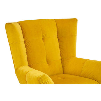Orsina Maiko Yellow Fabric Wingback Armchair – Modern Accent Chair