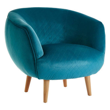 Orsina Oscar Teal Fabric Curved Lounge Chair – Modern Accent Seat