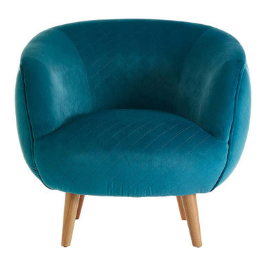 Orsina Oscar Teal Fabric Curved Lounge Chair – Modern Accent Seat
