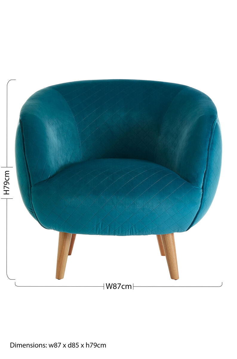 Orsina Oscar Teal Fabric Curved Lounge Chair – Modern Accent Seat