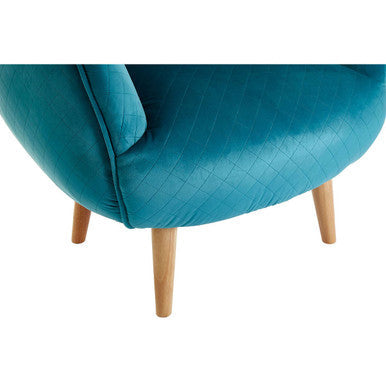 Orsina Oscar Teal Fabric Curved Lounge Chair – Modern Accent Seat