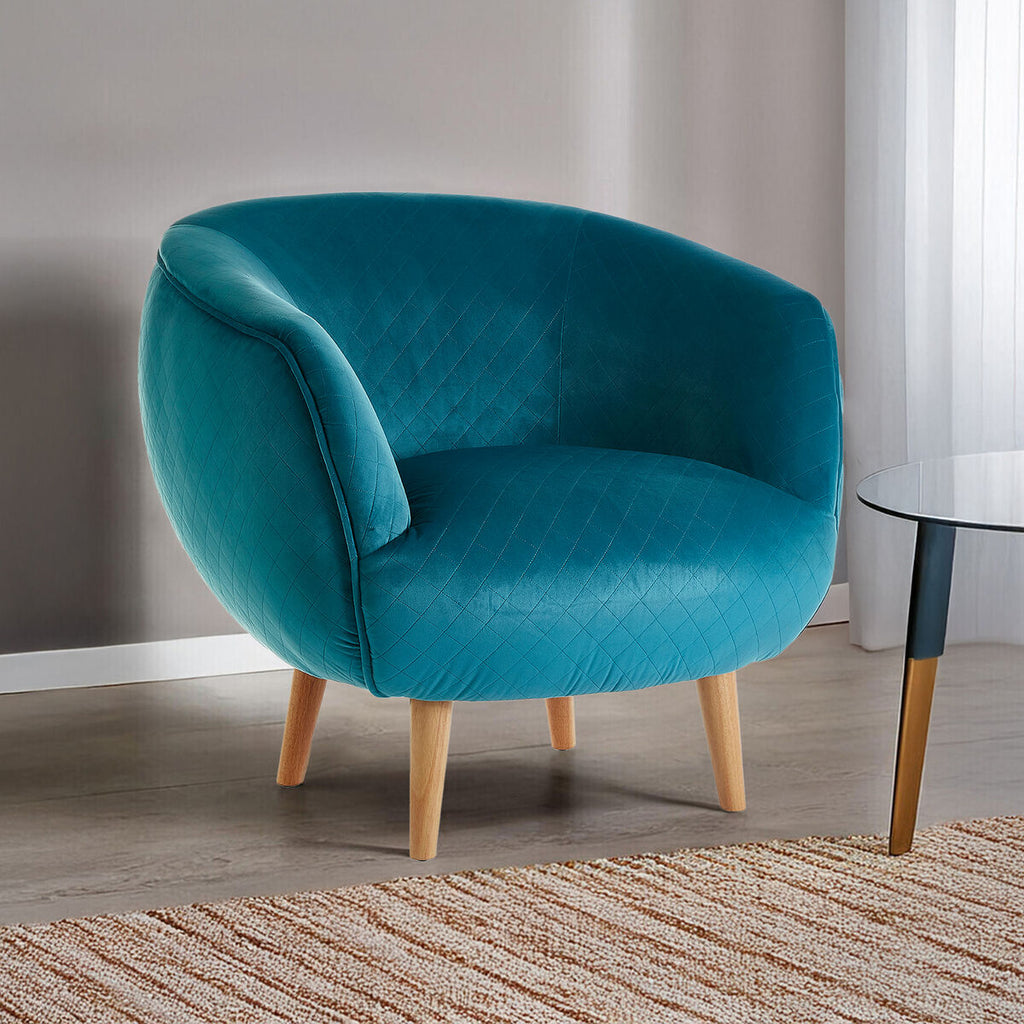 Orsina Oscar Teal Fabric Curved Lounge Chair – Modern Accent Seat