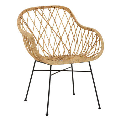 Orsina Java Rattan Accent Chair – Natural Weave with Black Legs
