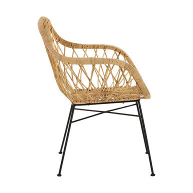 Orsina Java Rattan Accent Chair – Natural Weave with Black Legs