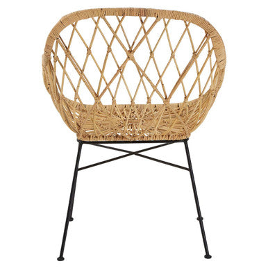 Orsina Java Rattan Accent Chair – Natural Weave with Black Legs