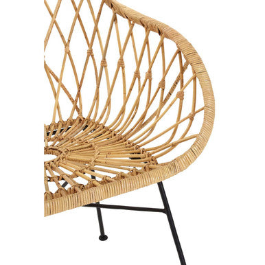 Orsina Java Rattan Accent Chair – Natural Weave with Black Legs