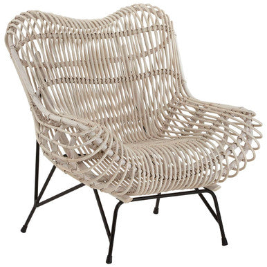 Orsina Java White Washed Rattan Curved Chair – Modern Accent Seating
