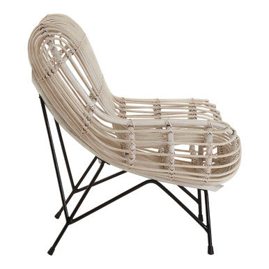 Orsina Java White Washed Rattan Curved Chair – Modern Accent Seating