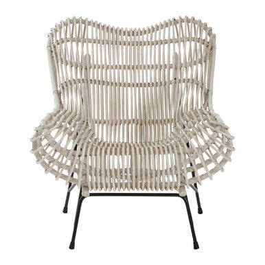Orsina Java White Washed Rattan Curved Chair – Modern Accent Seating