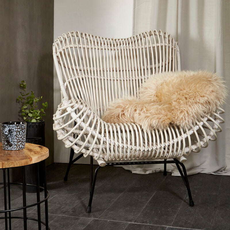 Orsina Java White Washed Rattan Curved Chair – Modern Accent Seating