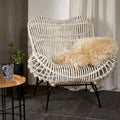Orsina Java White Washed Rattan Curved Chair – Modern Accent Seating