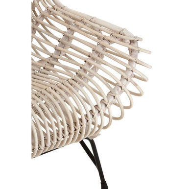 Orsina Java White Washed Rattan Curved Chair – Modern Accent Seating